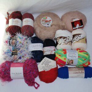 Lot of 14 Yarn Balls Knitting Knit Picks Cascade Maggi Anny Blatt Mohair Linen